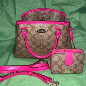 Coach purse with strap and wallet